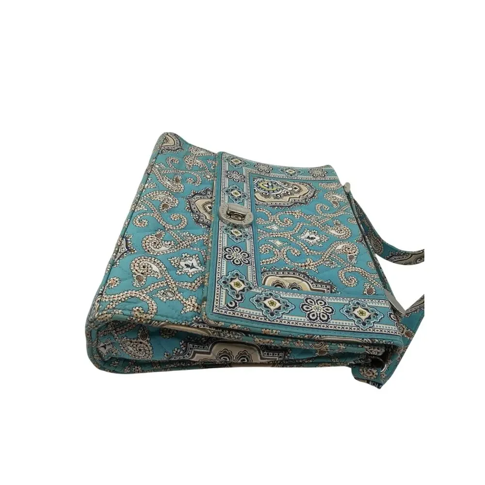 Vera Bradley Julia Turn Lock Satchel Crossbody Turquoise Brown Medallion